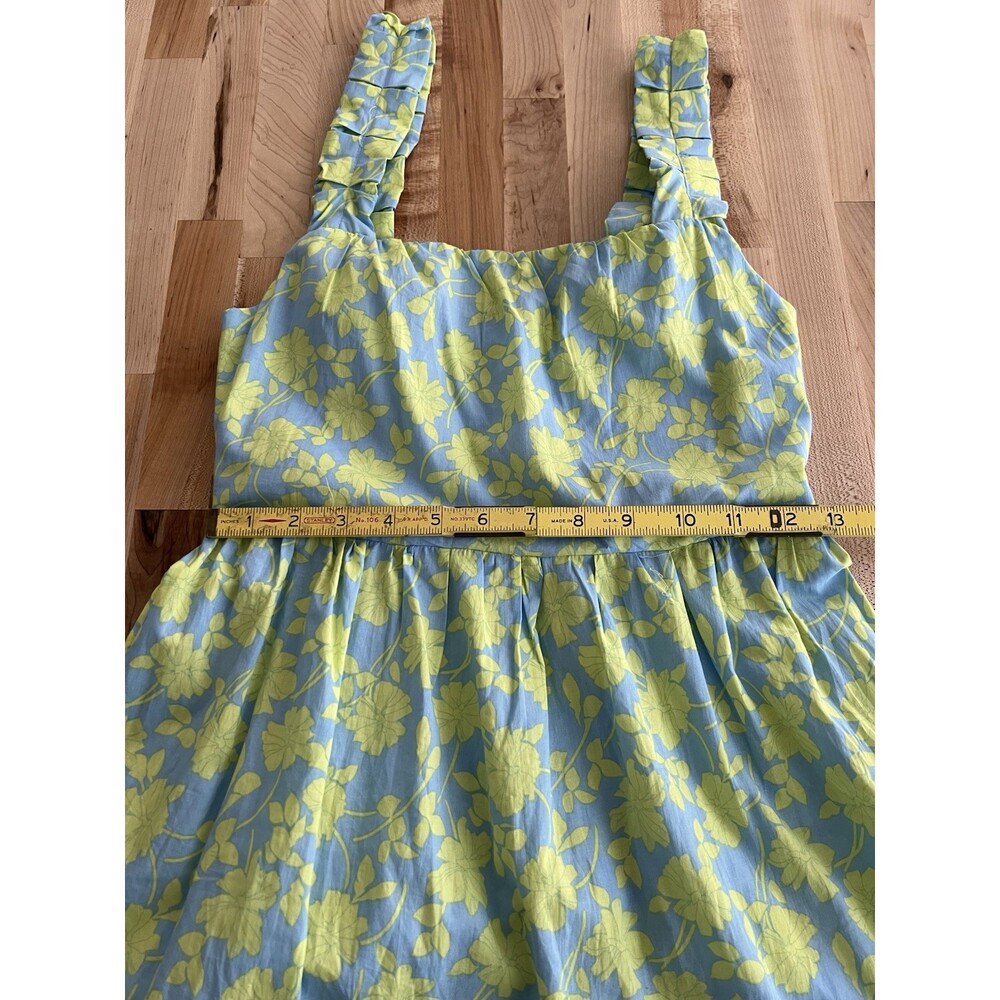 Avara Tiered Maxi Dress Pleated Straps Ruffles Smocked Boho Blue Floral S - Picture 11 of 12